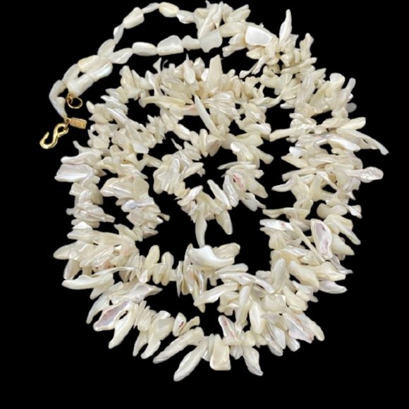 Vintage Kenneth J Lane Mother-of-Pearl Long Necklace - Picture 2 of 6